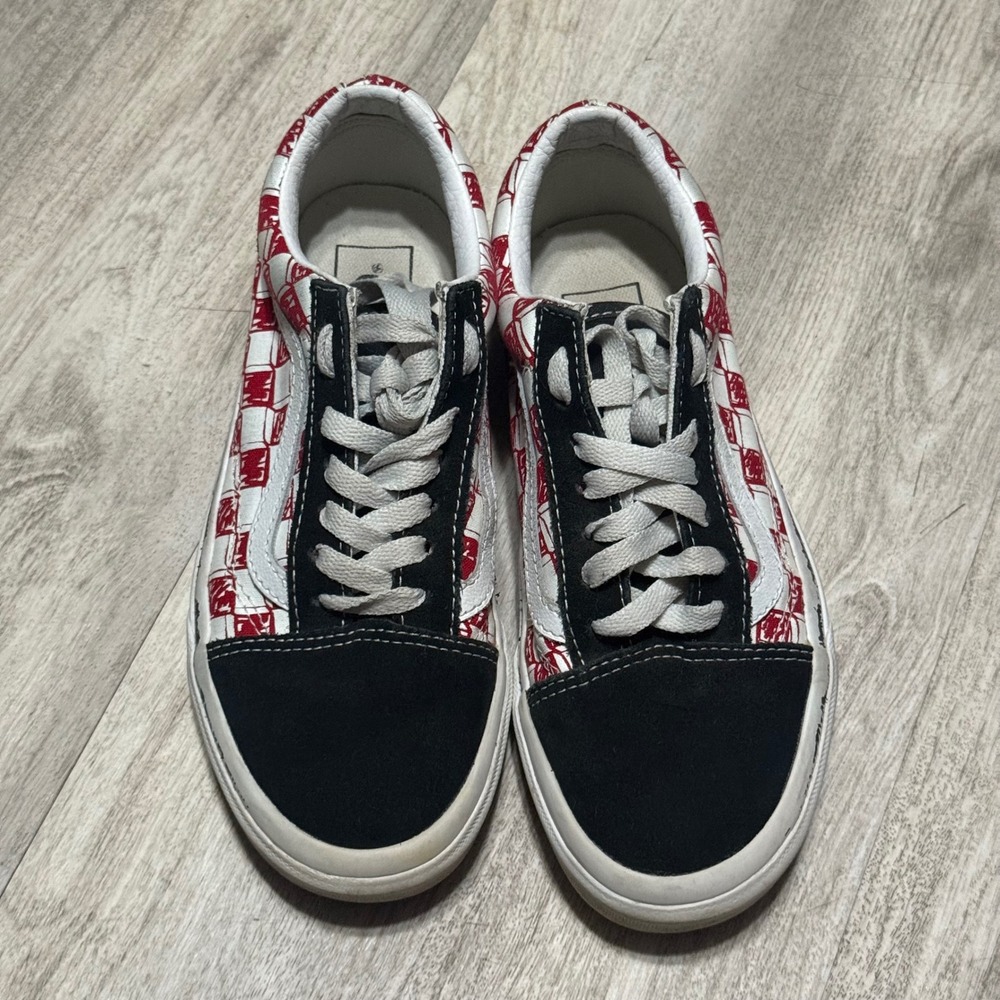 Vans Old Skool Low Sketch Red Checkered Shoes Men's 4 Women's 5.5